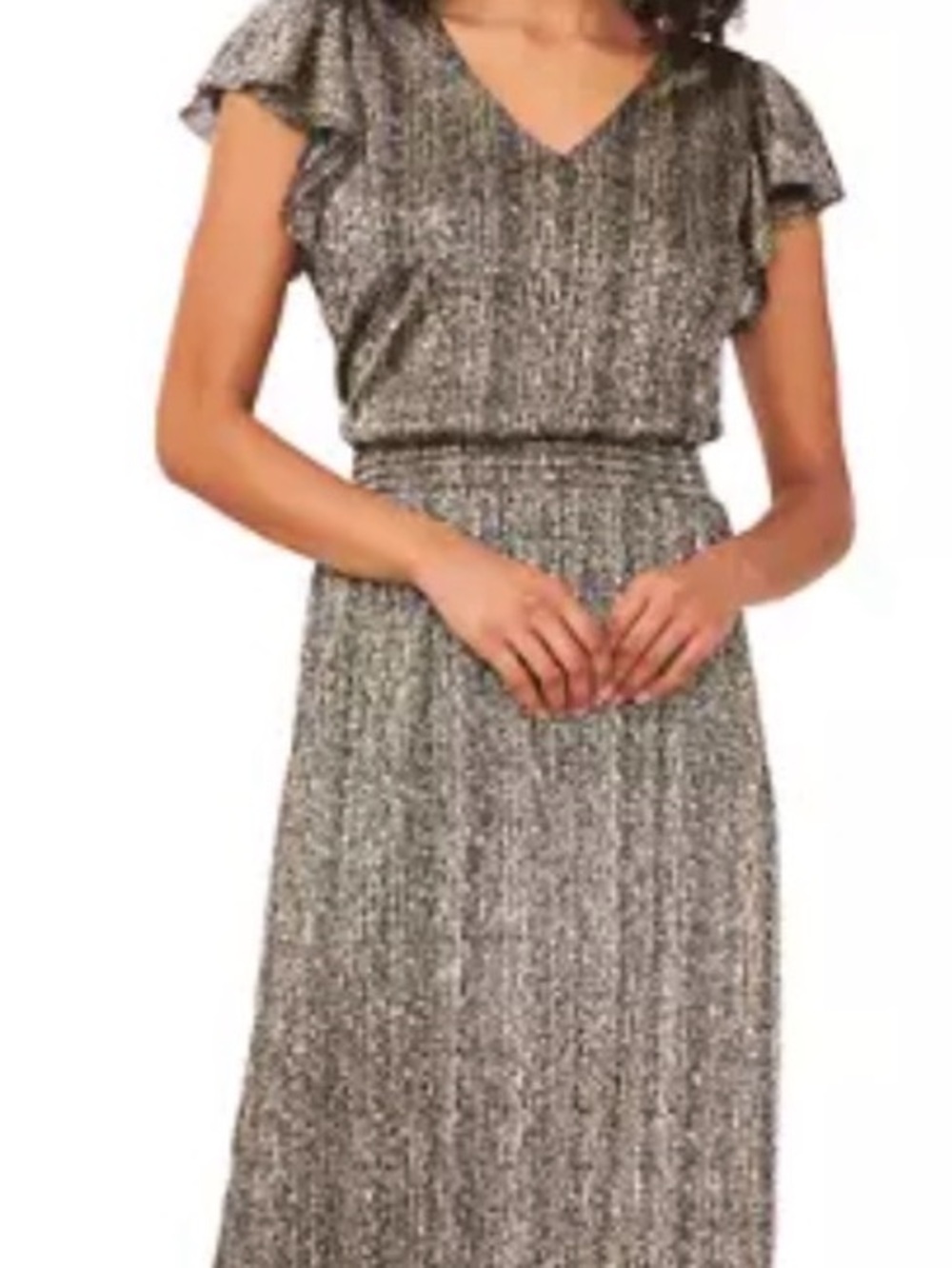 NWT Vince Camuto Metallic Shimmer V-Neck Maxi Dress. Size Medium. Party Dress